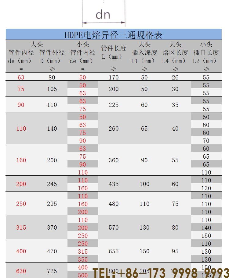 PE Electrofusion Tee Diameter Berbezake-3